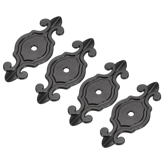 Uxcell 4Pcs Cabinet Handle Backplate, 2-7/8" Zinc Alloy Drawer Knobs Back Plate 5/32" Single Hole, Retro Decorative Vintage Backplate for Wardrobes, Cupboard, Closet, Dresser, Black