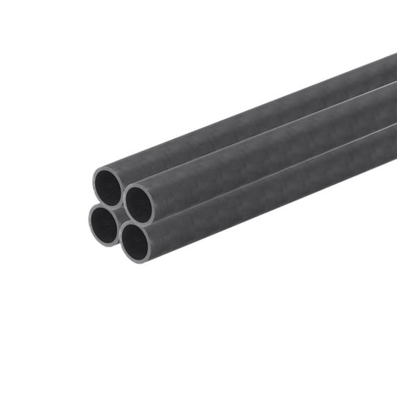 Uxcell 4Pcs Carbon Fiber Tubes 8 x 10 x 420mm Matte Surface Rod 3K Roll Wrapped Round Tubing for RC Plane