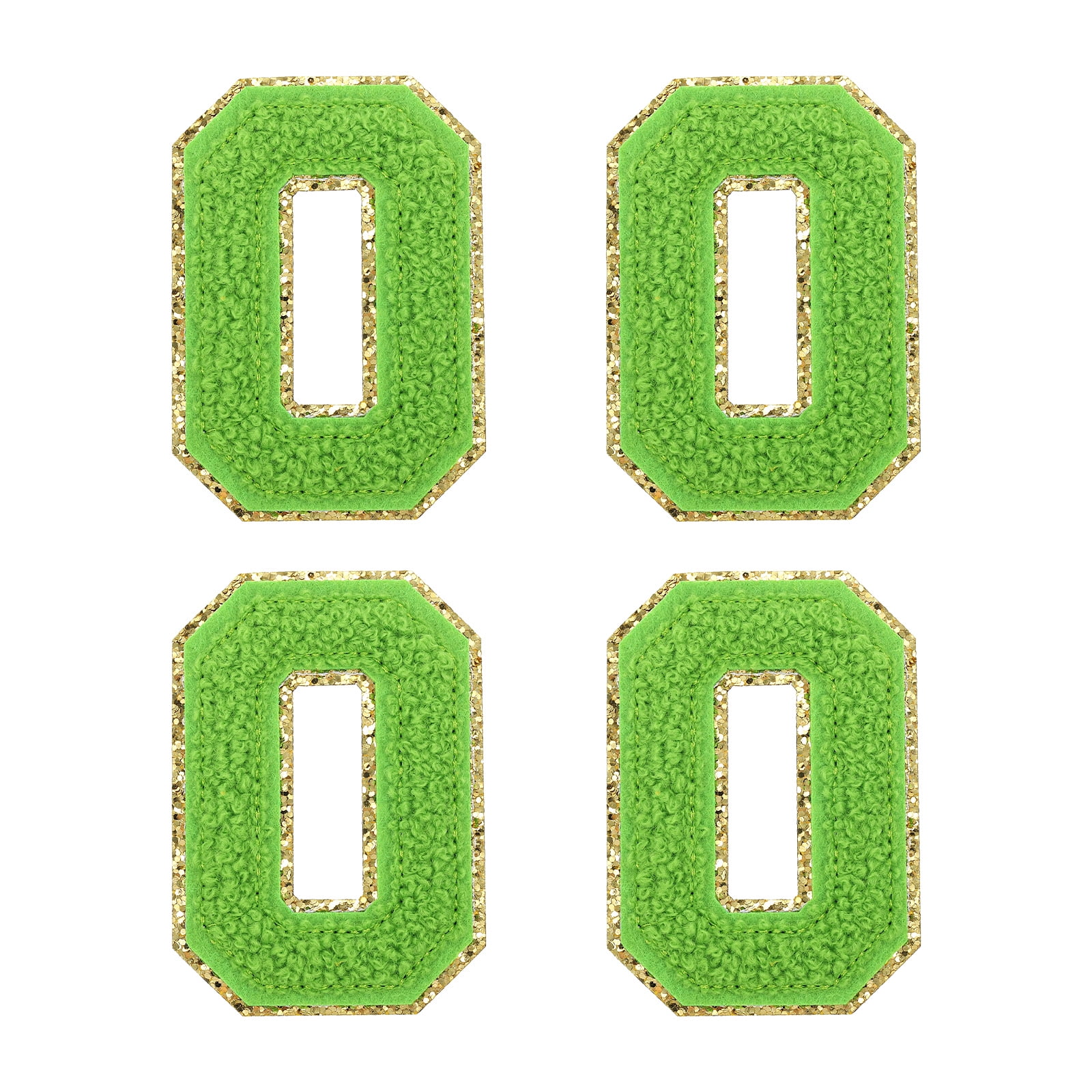 Uxcell 4Pcs Chenille Letter Patches Iron on Letter Patches Green O