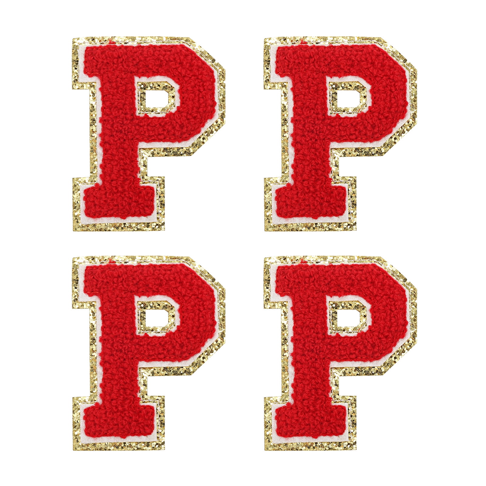 Uxcell 4Pcs Chenille Letter Patches Iron on Letter Patches Red P