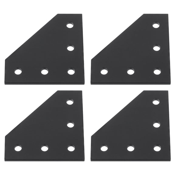 Uxcell 4Pcs Corner Bracket Plate, 60mmx60mm L-Shape Joint Plates 4mm Thick Outside Joining Plate Support Corner for Repair Furniture,  Black