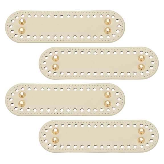 Uxcell 4Pcs Crochet Bag Bottom, 2"x7.1"Oval Purse Bottom Leather Bag Bottom Shaper Pad with Holes Knitting Crochet Bag Cushion Base for DIY Handbag Purse Making Supplies, White