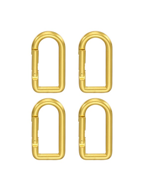 4Pcs D Ring Spring Snap Hook for Purse Keyring DIY Crafts Gold/Metal Keychain Clip Buckle for Belt Backpack Bag Handbag Strap Pet Collar Hardware Replacement