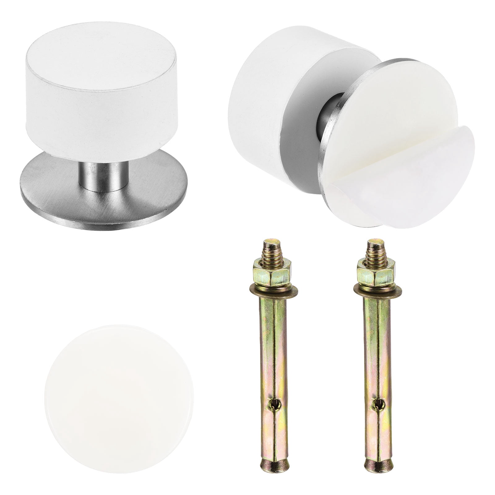 Uxcell 4Pcs Door Stoppers, Self-Adhesive Cylindrical Door Stop Wall Protector 40mmWhite