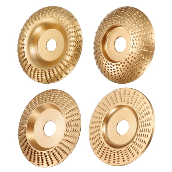 Uxcell 4Pcs Durable Wood Carving Disk Set for Angle Grinders, Shaping, Sanding, Cutting, Grinding Wheel Disc, Gold Tone