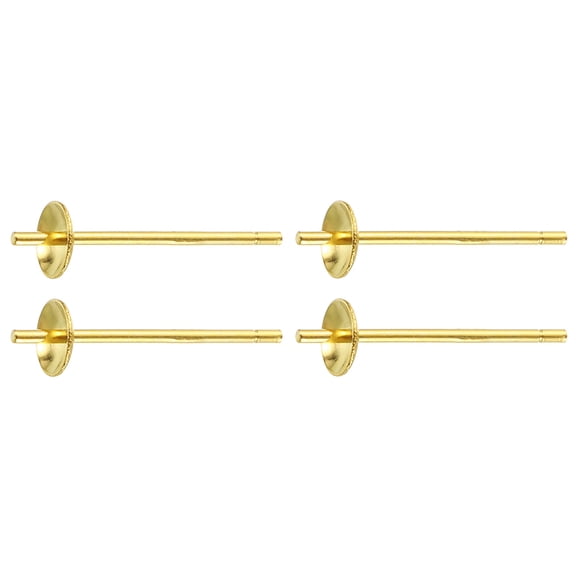 Uxcell 4Pcs Earring Posts Earring Stud Blanks, Gold Plated, 4mm/0.16"