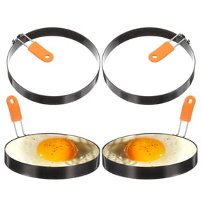 Uxcell 4Pcs Egg Rings 6" Stainless Steel Nonstick Pancake Cooking Ring with Silicone Handle for Griddle Frying Eggs Sandwich Omelets Breakfast