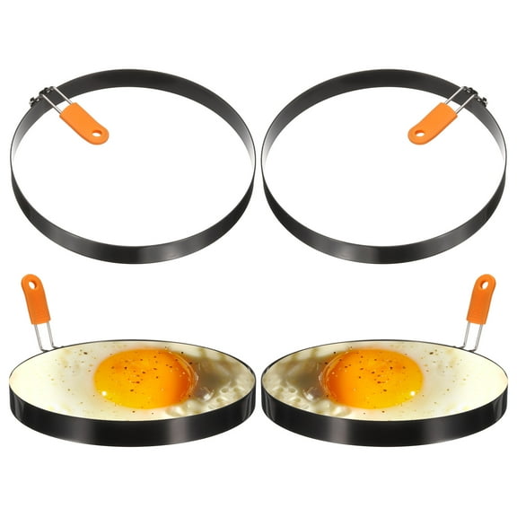 Uxcell 4Pcs Egg Rings 7.8" Stainless Steel Nonstick Pancake Cooking Ring with Silicone Handle for Griddle Frying Eggs Sandwich Omelets Breakfast
