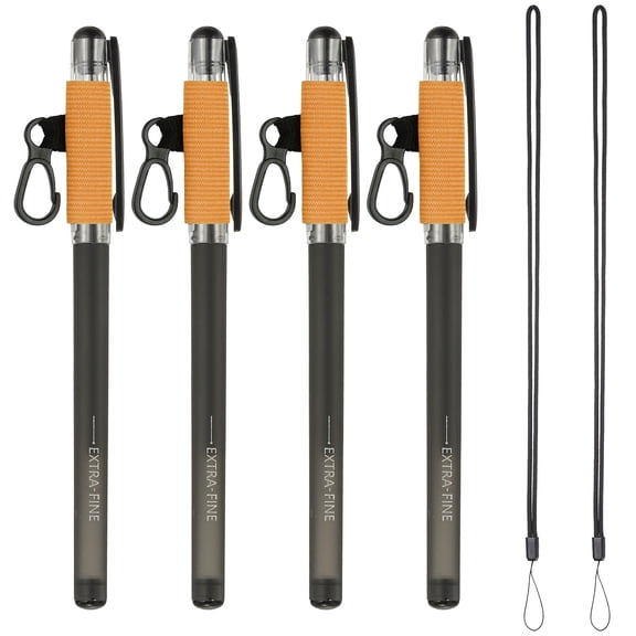 Uxcell 4Pcs Elastic Pen Holder with 2 Adjustable Silicone Lanyards, Anti Lose Portable Pen Holder for Necklace Carpenters Teachers Construction Workers, Orange