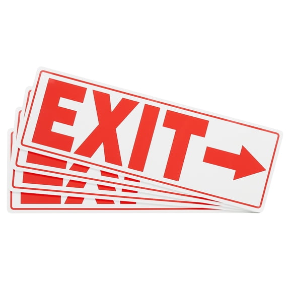 Uxcell 4Pcs Exit Signs with Right Arrow Signs Stickers,11.8x3.93 Inch Vinyl Self-Adhesive Sticker Paper for Indoor Outdoor Business Office Warehouse Workplace Stores,Red