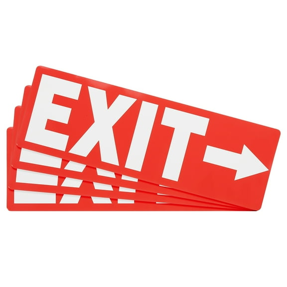 Uxcell 4Pcs Exit Signs with Right Arrow Signs Stickers,11.8x3.93 Inch Vinyl Self-Adhesive Sticker Paper for Indoor Outdoor Business Office Warehouse Workplace Stores,White