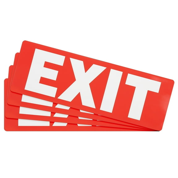 Uxcell 4Pcs Exit Signs Stickers,11.8x3.93 Inch Vinyl Self-Adhesive Sticker Paper for Indoor Outdoor Business Office Warehouse Workplace Stores,White