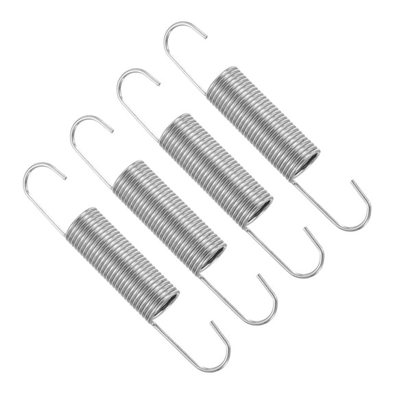 Uxcell 4Pcs Extension Spring, Stainless Steel Small Springs with Dual Hook Mechanical Compression Spring for Home Furniture Repair 1.5mm Wire Dia x 16mm OD x 98mm Length