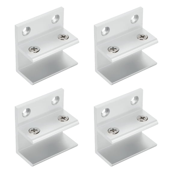 Uxcell 4Pcs F Shape 48mm Glass Clamp, Aluminum Alloy Adjustable Glass Clip Clamp for 17-20mm Thickness Wall Mounting Support Bracket for Shelf Mirror Shower Doors, Silver
