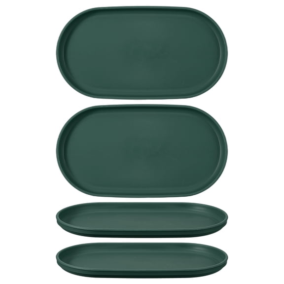 Uxcell 4Pcs Fast Food Serving Trays, 9.4x5.1" Oval Reusable Restaurant Serving Trays for Kitchen Restaurant Coffee Fruit Burger Lunch Dessert, Dark Green