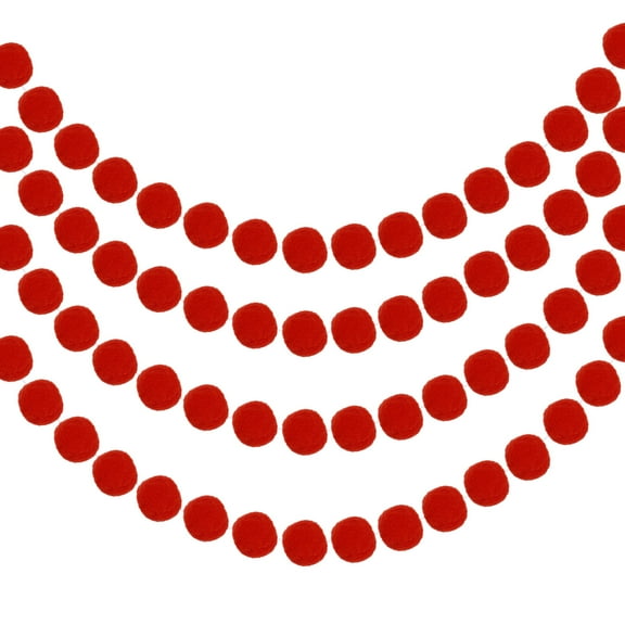 Uxcell 4Pcs Felt Ball Garland Red Pom Pom Garland Handing Balls 8.2 Feet Long 24 Balls for Christmas