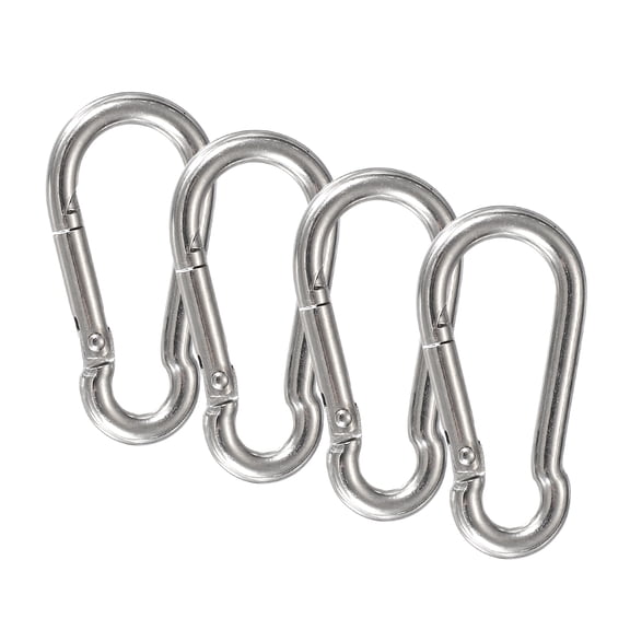 Uxcell 4Pcs Flag Pole Ring Replacement Clips, M5 Stainless Steel Spring Snap Hooks Heavy Duty Metal Snap Clips for Flag with Grommet, Hammock Swing Outdoor Travel Camping, Silver