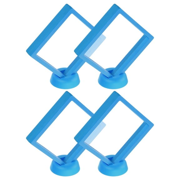 Uxcell 4Pcs Floating Frame Display Case 11x11x2cm/4.3"x4.3"x0.8" for Jewelry Shells Medals, Sapphire Blue