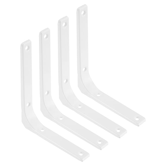 Uxcell 4Pcs Floating Shelf Brackets, 5 x 6 Inch Heavy Duty Wall Shelf Supports, Steel Joint Angle Brackets for Wood Shelves, Cabinets, Countertop Support, White
