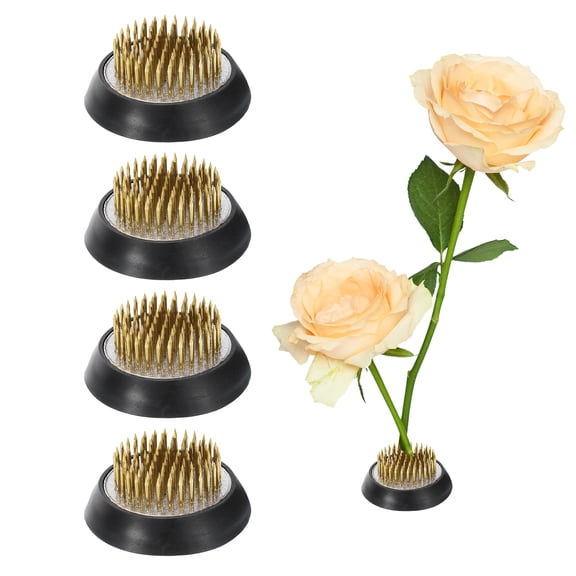 Uxcell 4Pcs Flower Frog, Round Brass Floral Frogs, Flower Arranger Fixed Tool Pin Frog (Gold, 0.2")