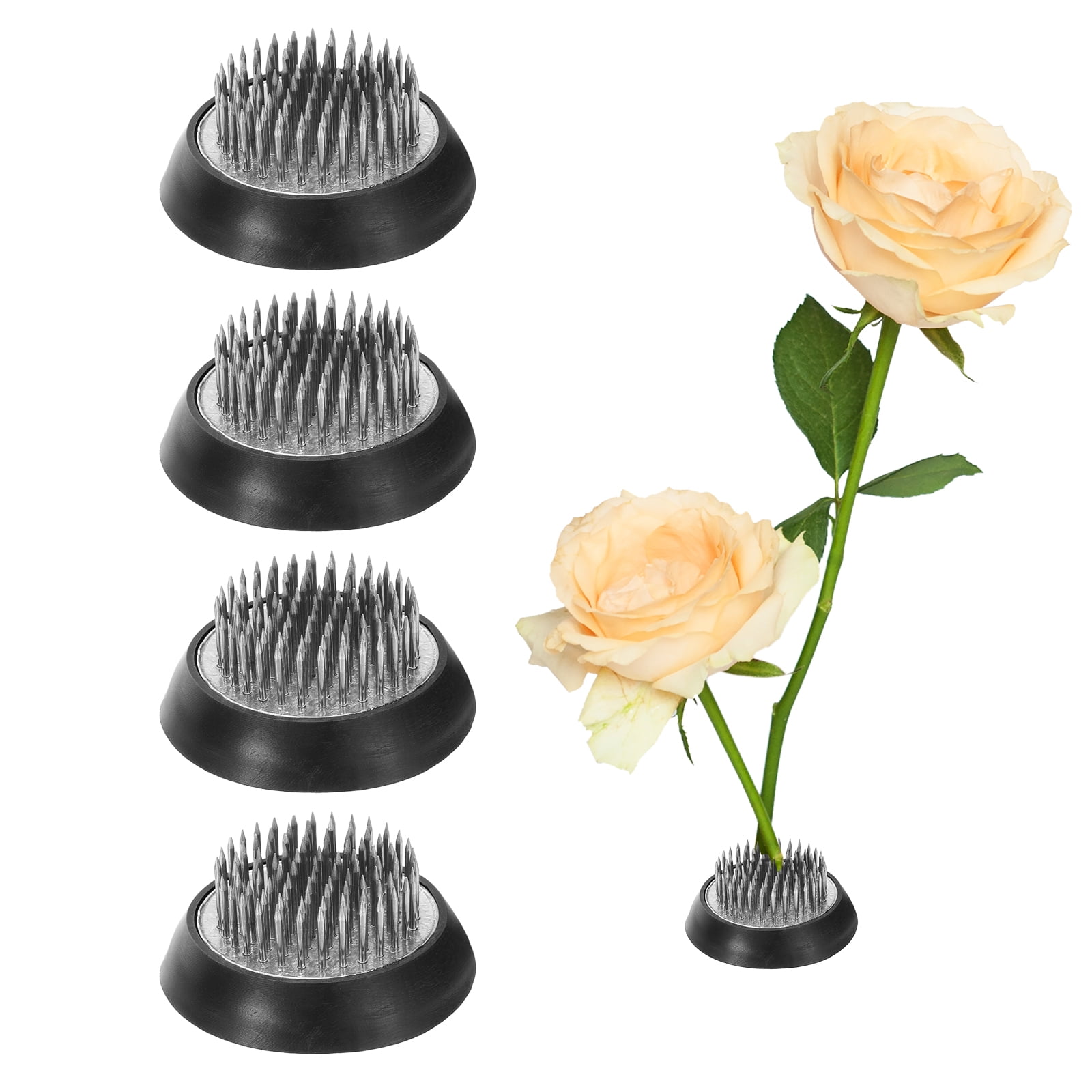 Uxcell 4Pcs Flower Frog, Round Stainless Floral Frogs, Flower Arranger Fixed Tool Pin Frog (Silver, 0.2")