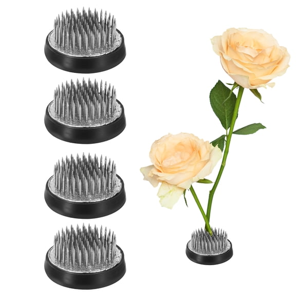 Uxcell 4Pcs Flower Frog, Round Stainless Floral Pin Frogs, Flower Arranger Fixed Tool(Silver, 0.2")
