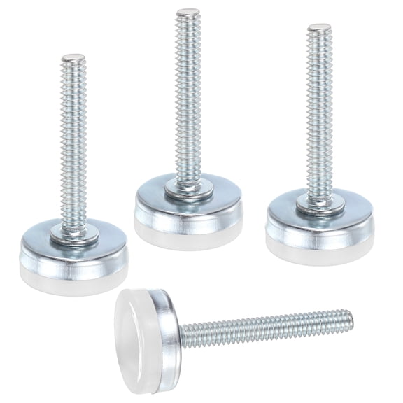 Uxcell 4Pcs Furniture Leveling Feet, 1/4"-20 x 1.5" x 1" Adjustable Metal Furniture Feet Levelers, Non-Slip Screw in Threaded Table Leg Levelers for Sofa, Chair, Cabinet, Table