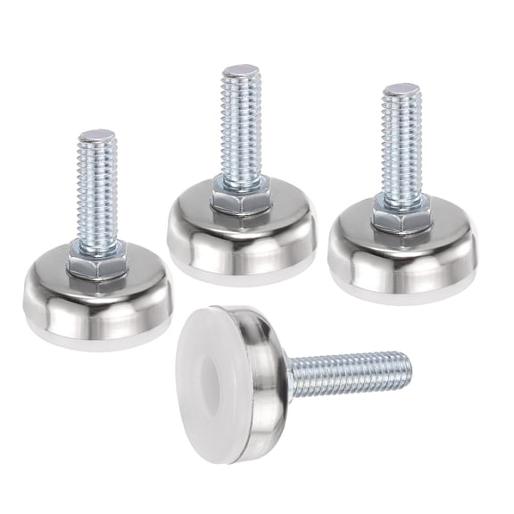 Uxcell 4Pcs Furniture Leveling Feet, 3/8"-16 x 0.5" x 1.4" Adjustable Metal Furniture Feet Levelers, Non-Slip Screw in Threaded Table Leg Levelers for Sofa, Chair, Cabinet, Table