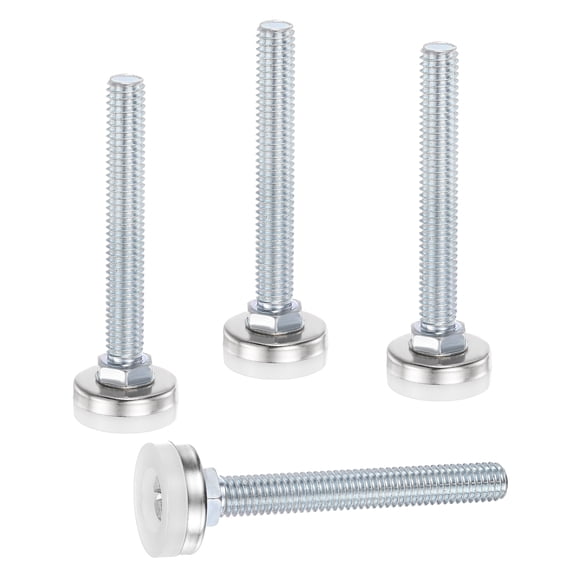 Uxcell 4Pcs Furniture Leveling Feet, 3/8"-16 x 2.5" x 1" Adjustable Metal Furniture Feet Levelers, Non-Slip Screw in Threaded Table Leg Levelers for Sofa, Chair, Cabinet, Table