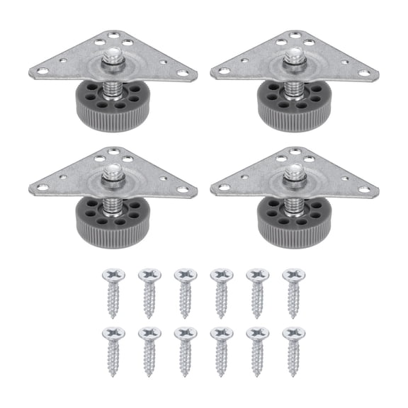 Uxcell 4Pcs Furniture Leveling Feet, Adjustable Metal Feet Levelers, Screw on Heavy Duty Table Leg Levelers with Triangular Plates for Sofa, Chair, Cabinet, Table(29 x 18 x 28mm)
