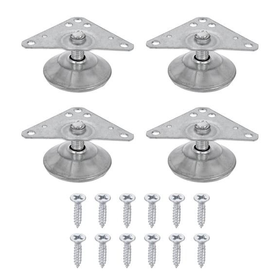 Uxcell 4Pcs Furniture Leveling Feet, Adjustable Metal Feet Levelers, Screw on Heavy Duty Table Leg Levelers with Triangular Plates for Sofa, Chair, Cabinet, Table(30 x 16 x 40mm)