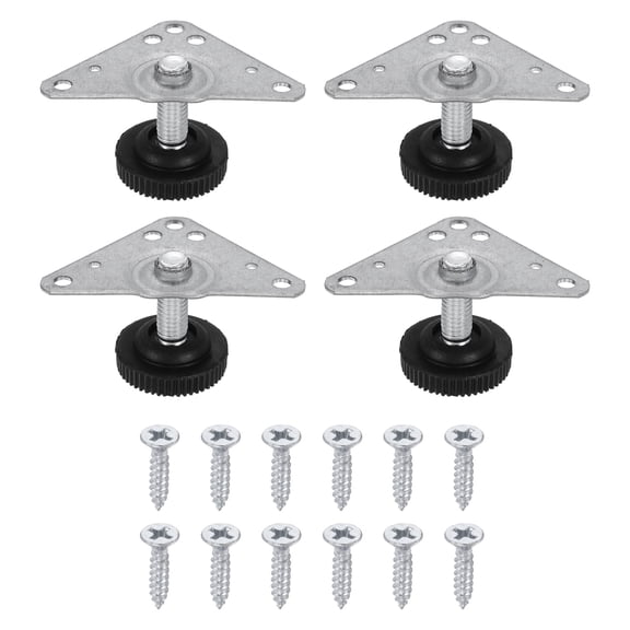 Uxcell 4Pcs Furniture Leveling Feet, Adjustable Metal Feet Levelers, Screw on Heavy Duty Table Leg Levelers with Triangular Plates for Sofa, Chair, Cabinet, Table(31 x 22 x 27mm)