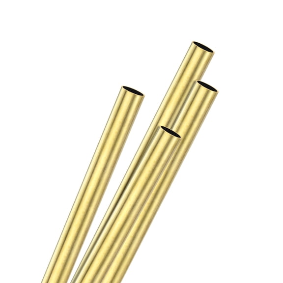 Uxcell 4Pcs H62 Brass Round Tube, 4mm OD 0.2mm Thick 250mm Length Straight Pipe Tubing for Construction/Machining/DIY Crafting, Metal Straight Pipe
