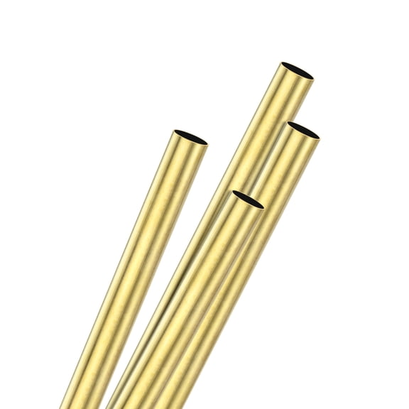 Uxcell 4Pcs H62 Brass Round Tube, 5mm OD 0.2mm Thick 300mm Length Straight Pipe Tubing for Construction/Machining/DIY Crafting, Metal Straight Pipe