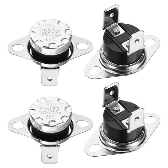 Uxcell 4Pcs KSD301 Thermostat NC Temperature Switch, 85C/185F 10A Snap Disc Thermal Control Switch Overheat Protection for Oven Microwaves Coffee Maker, Bakelite Normally Closed