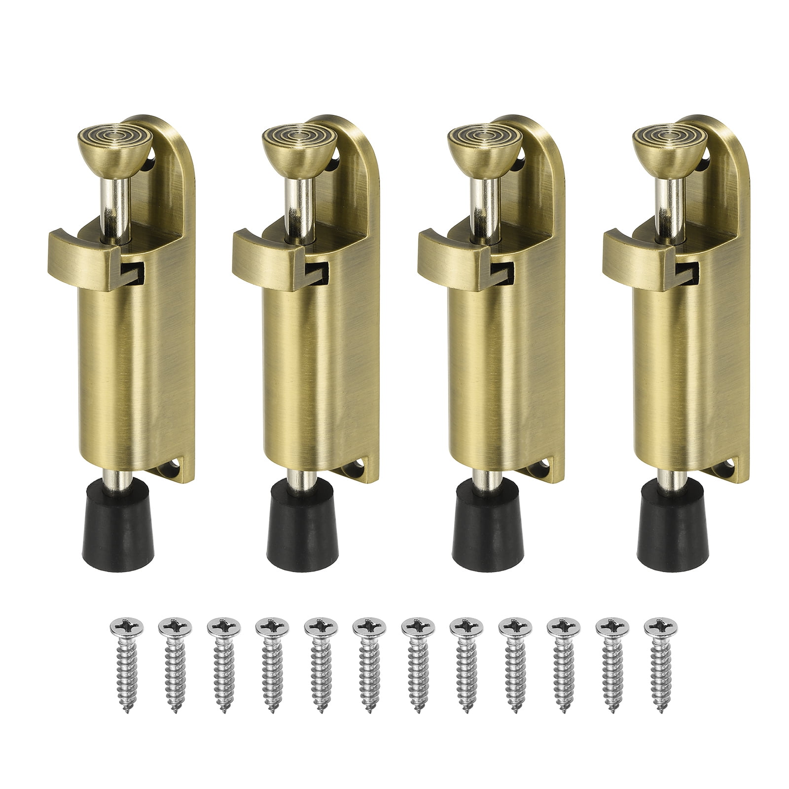 Spring Loaded Stop Sign Post Uxcell 4Pcs Kickdown Door Stop, Zinc Alloy Spring Loaded Telescopic ...