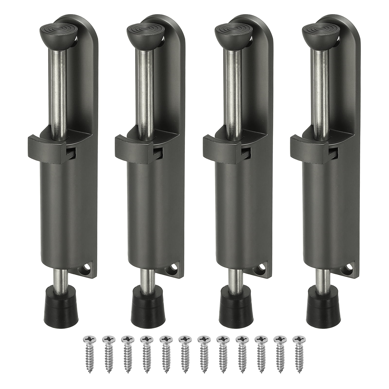 Uxcell 4Pcs Kickdown Door Stop, Zinc Alloy Spring Loaded Telescopic ...