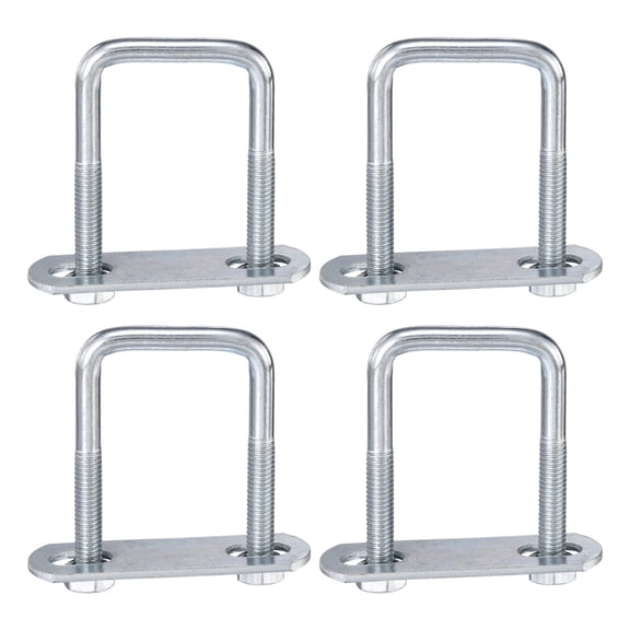 Uxcell 4Pcs Leaf Spring Clamp Kit M6 Square U-Bolts Clamp Fits Leaf Springs Up to 1.2" Wide Locks Leaf Springs with Screws for Better Control of Axle Torque Trailer Truck Boat 2-3/16" L