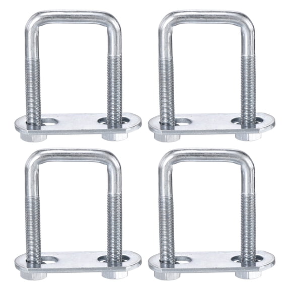 Uxcell 4Pcs Leaf Spring Clamp Kit M6 Square U-Bolts Clamp Fits Leaf Springs Up to 1" Wide Locks Leaf Springs with Screws for Better Control of Axle Torque Trailer Truck Boat 2" L