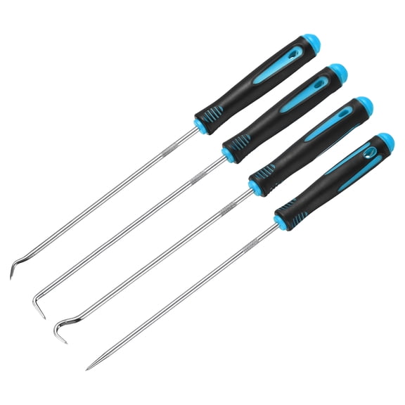 Uxcell 4Pcs Long Hook and Pick,240mm Oil Seal Gasket Precision Screwdriver Puller Remover Removal Tool for Remove Hoses and Gaskets Electronics Maintenance Tools, Black Light Blue