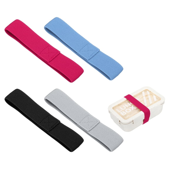 Uxcell 4Pcs Lunch Box Fixing Bands, 10.2" l Elastic Bento Box Straps Adjustable Cinch Strap Reusable Elasticity Replacement Belt for Home Office Picnic Camping Meal Container, Multicolor