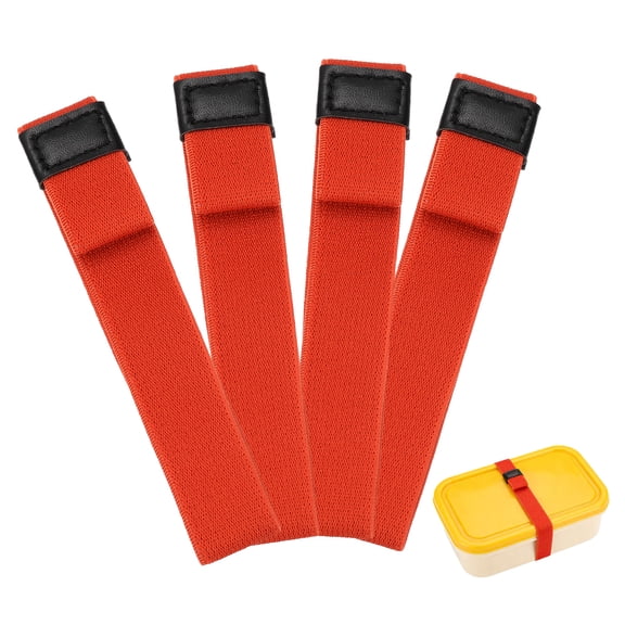Uxcell 4Pcs Lunch Box Fixing Bands, 9.4" l Elastic Bento Box Straps Adjustable Cinch Strap Reusable Elasticity Replacement Belt for Home Office Picnic Camping Meal Container, Red