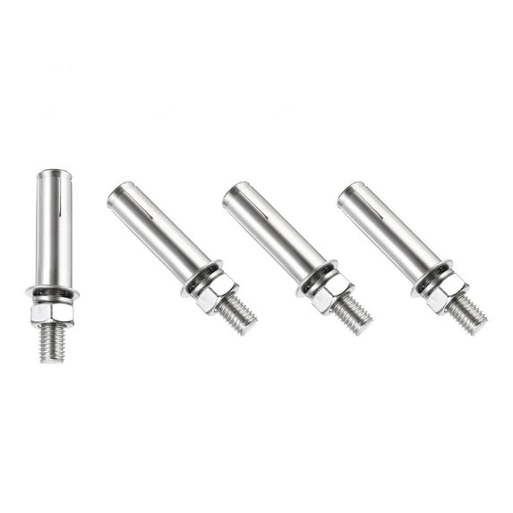 Uxcell 4Pcs M10 x 70mm Expansion Screw Bolts Sleeve Anchoring Fastener for Wall Concrete Brick Walls Drywall, Silver