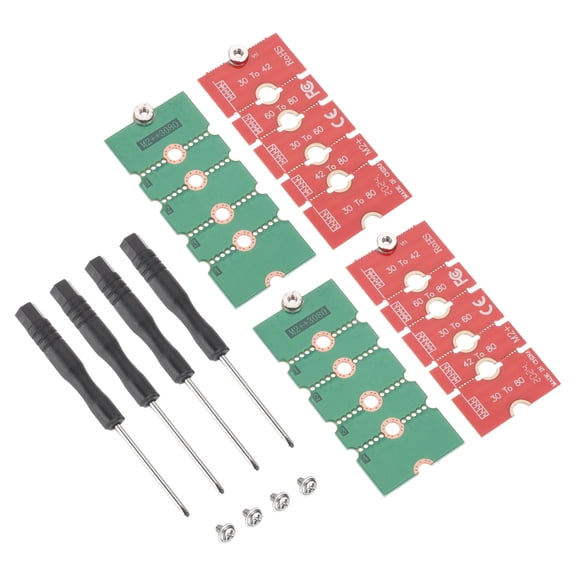Uxcell 4Pcs M2+ M.2 NGFF/NVME Length Extend Adapter 2230, 2242, 2260, 2280 Multipurpose SSD for PC Computer Case Red Green