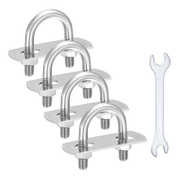 Uxcell 4Pcs M6 U-Bolts, Stainless Steel 0.71In(18mm) Inner Width 1.37In(35mm) Long