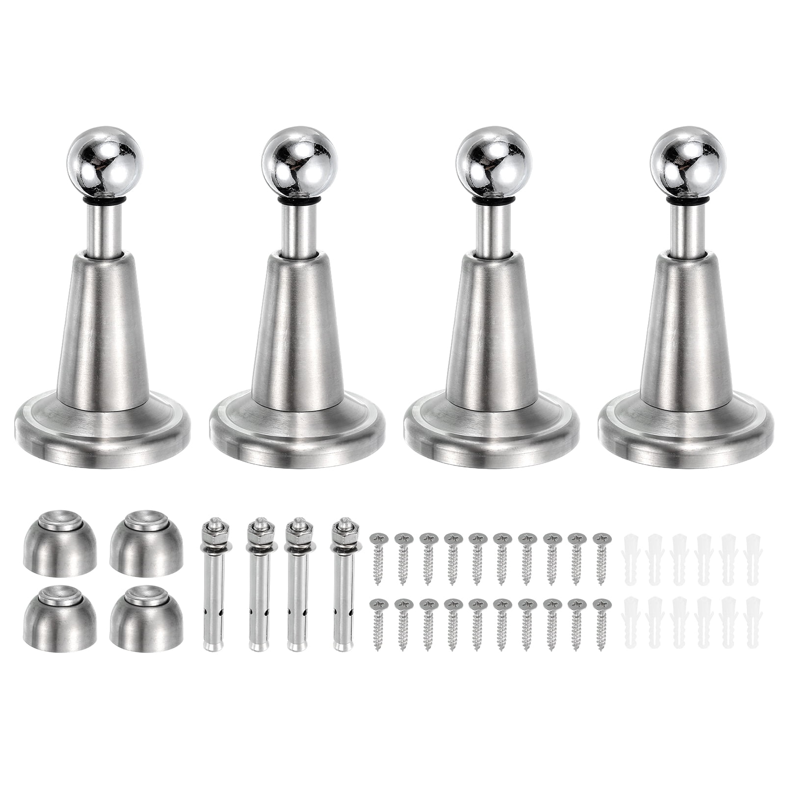 Uxcell 4Pcs Magnetic Door Stopper, 304 Stainless Steel Silent Floor Door Stop, Silver