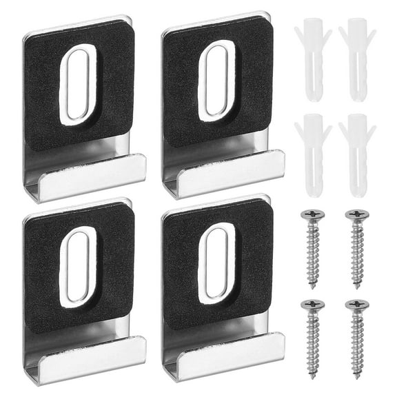 Uxcell 4Pcs Metal Mirror Holder Clips, Large Mirror Hangers with Rubber Pads, Silver