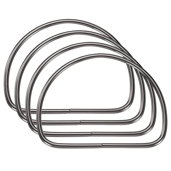 Uxcell 4Pcs Metal Purse Handle, D Ring Handbag Ring Buckle Bag Handle Replacement for DIY Handmade Woven Bag Luggage Hardware Accessories, Gunmetal
