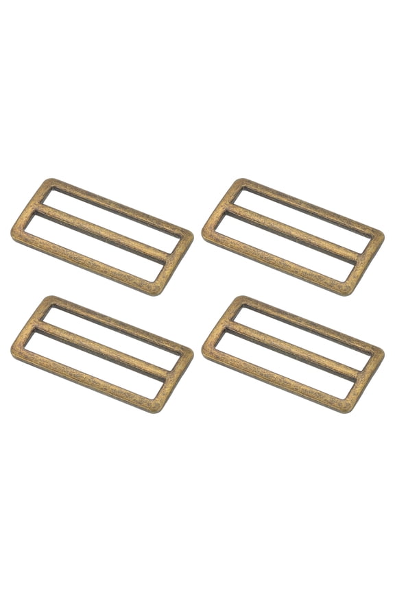 4Pcs Metal Slide Buckle, 2" Metal Zinc Alloy Adjustable Buckle, Flat Slide Strap Release Buckles, Bronze