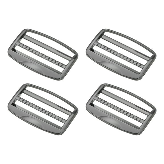 Uxcell 4Pcs Metal Slide Buckle, 2" Uxcell Zinc Alloy Adjustable Buckle, Flat Slide Strap Release Buckles, Gun-Black